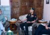 Chief Minister Omar Abdullah meeting NCC officers at Srinagar on Tuesday.