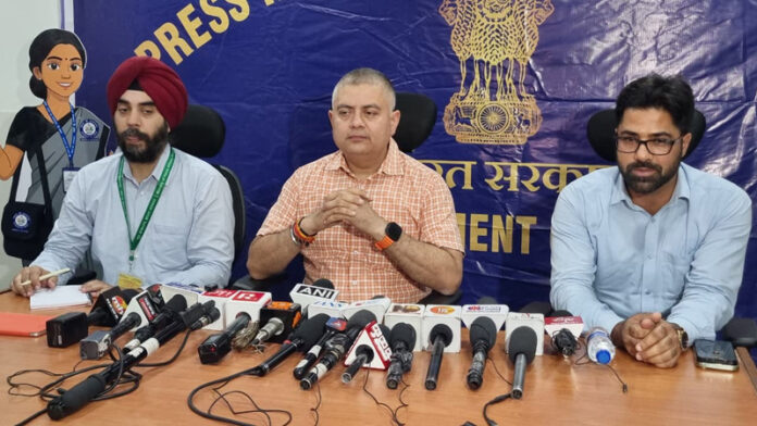 Director Census Operations Amit Sharma addressing press conference on Tuesday.