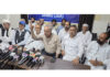 Members of JKGBCC addressing joint press conference in Jammu on Wednesday. -Excelsior/ Rakesh