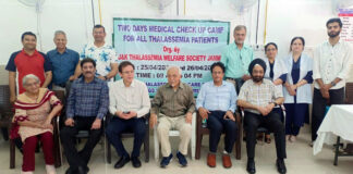 Dignitaries during a medical camp at SMGS Hospital in Jammu on Thursday.