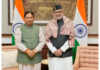 J&K BJP president and MP (RS) Sat Sharma during a meeting with Vice President of India, C P Radhakrishnan at New Delhi.