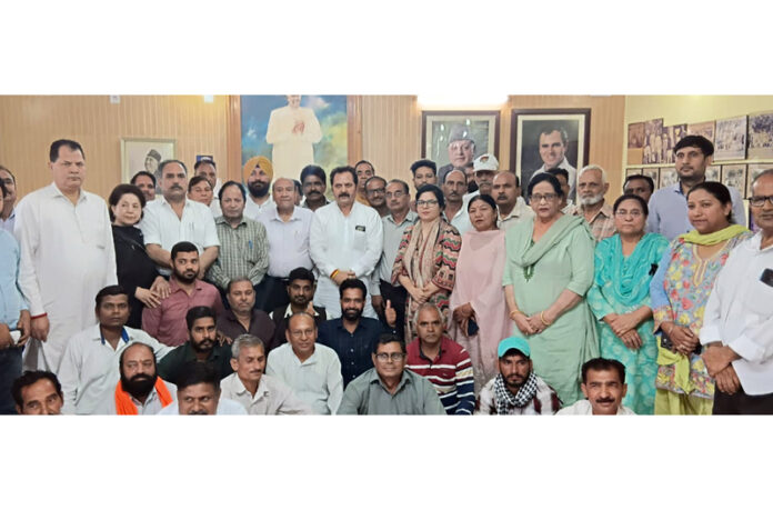 NC leaders Rattan Lal Gupta, Vijay Lochan and others during a party meeting in Jammu. NC leaders Rattan Lal Gupta, Vijay Lochan and others during a party meeting in Jammu.