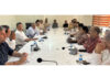 BJP leaders during a meeting at Jammu on Wednesday.