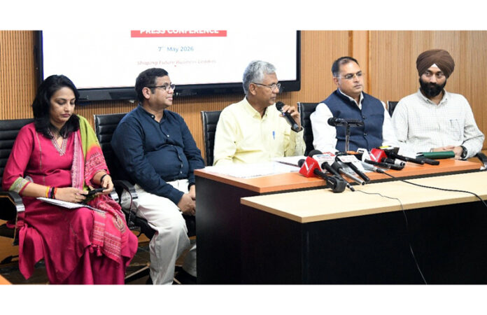 Director IIM Jammu addressing press conference on Thursday.