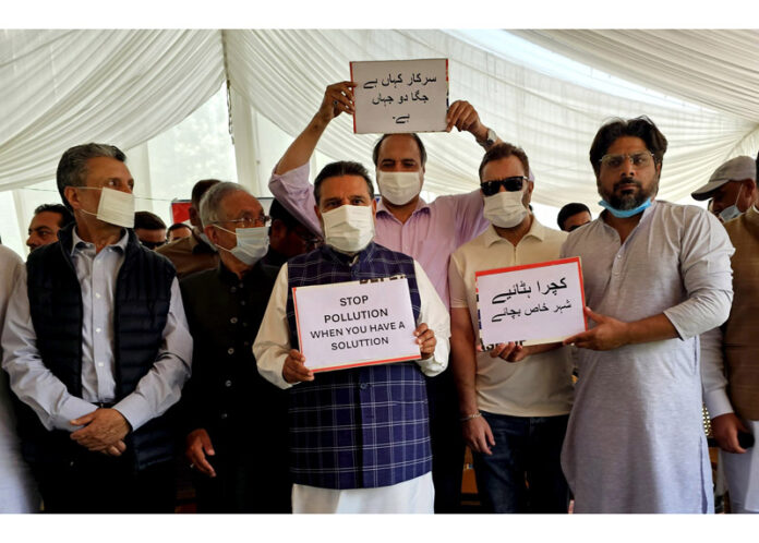 Apni Party President Altaf Bukhari at the SMC’s achan dumping site in Srinagar on Saturday. -Excelsior/Shakeel Apni Party President Altaf Bukhari at the SMC’s achan dumping site in Srinagar on Saturday. -Excelsior/Shakeel