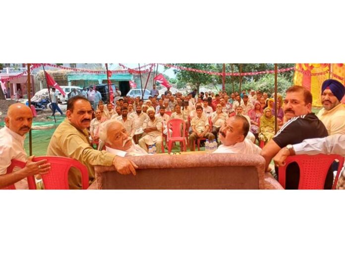 Senior NC leader Ajay Kumar Sadhotra in a public meeting at Tanmah (Majalta) in Udhampur East Constituency.
