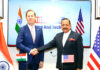 US Ambassador Sergio Gor calling on Union Minister Dr Jitendra Singh at Kartvaya Bhawan, New Delhi on Wednesday.