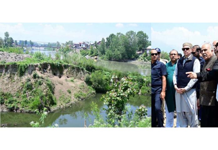 CM inspecting flood breach site at Shalina on Friday.