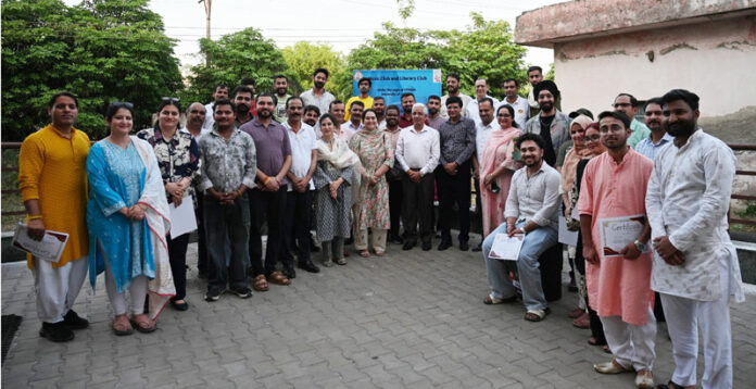 JU Vice-Chancellor and others with students during ‘Sur Aur Alfaz’ programme.