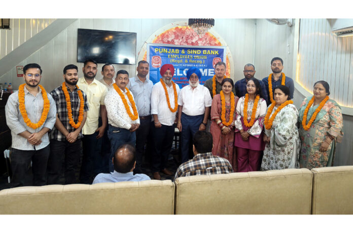 The newly elected office bearers of Punjab & Sind Bank Employees Union posing for a group photograph. The newly elected office bearers of Punjab & Sind Bank Employees Union posing for a group photograph.