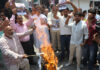 Cong, PYC leaders and activists staging protest over NEET paper leak scam in Jammu on Wednesday. —Excelsior/Rakesh
