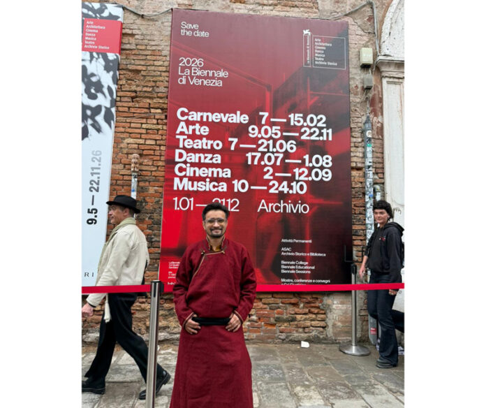 Skarma Sonam Tashi at the venue of International Art Exhibition. Skarma Sonam Tashi at the venue of International Art Exhibition.