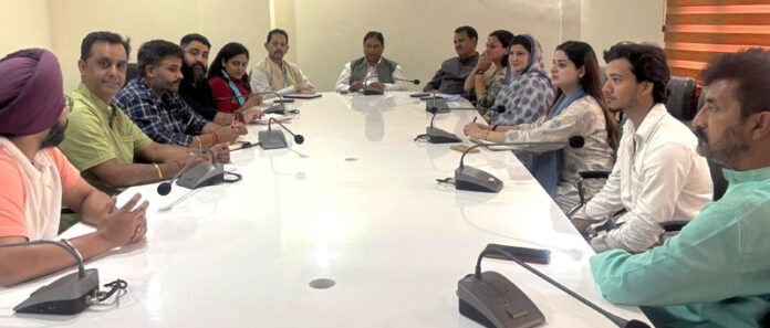 BJP leaders during a meeting at Jammu on Monday. BJP leaders during a meeting at Jammu on Monday.