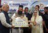 A participant being felicitated during an awareness prog at Srinagar.