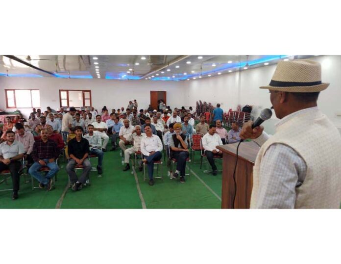 R K Kalsotra president, All India Confederation of SC/ST/OBC & Minority organisations addressing youth conclave in Jammu