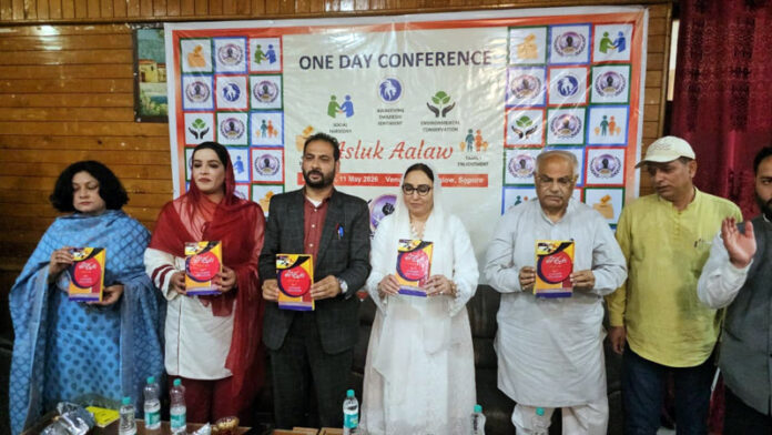 J&K Waqf Board Chairperson, Dr Darakhshan Andrabi, BJP gen secy (Org) Ashok Koul and others during a function at Sopore.