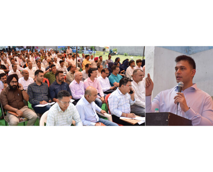 DC Jammu addressing people at Kathar in Akhnoor.