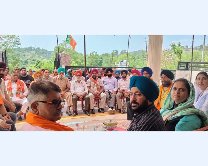 BJP Minority Morcha president Ranjodh Singh Nalwa in a party workers' meeting at Nowshera.