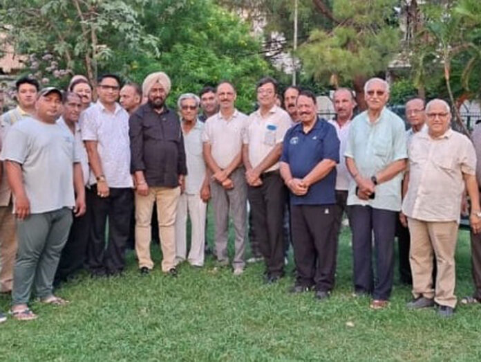 Senior Cong leader T S Tony during meeting with party workers and others in Jammu.