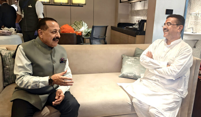 Union Minister Dr Jitendra Singh in a meeting with Suvendu Adhikari, Chief Minister West Bengal at Kolkata on Tuesday.