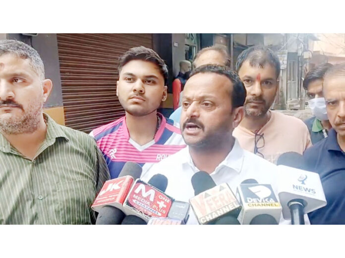 DDC president, Sumeet Magotra talking to media persons at Udhampur. DDC president, Sumeet Magotra talking to media persons at Udhampur.
