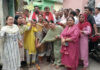 MLA Arvind Gupta with residents inaugurating development works in Shakti Nagar.