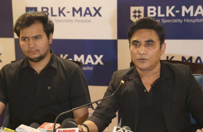Dr Ajay Sharma from BLK-Max Super Speciality Hospital addressing media on the launch of Hospital's oncology OPD services in Jammu. —Excelsior/Rakesh