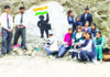Students and others during an Art Workshop in Kishtwar on Monday.