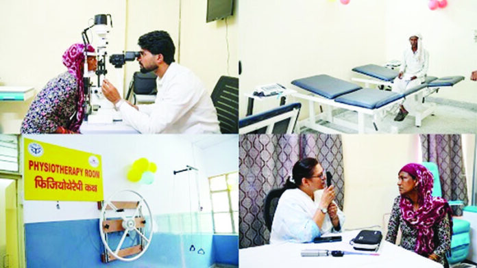 Doctors examining patients at a community health centre on Friday.