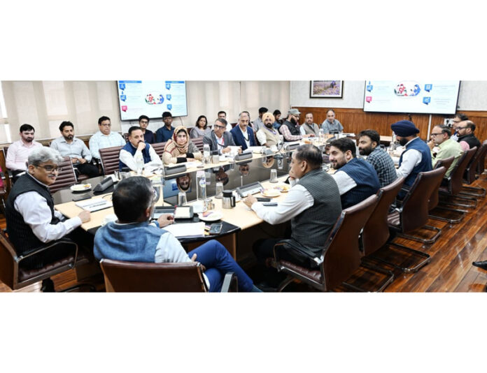 Chief Secretary chairing a meeting at Srinagar on Monday. Chief Secretary chairing a meeting at Srinagar on Monday.