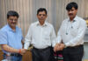 Des Raj assuming the charge of MD of Jammu Central Cooperative Bank in Jammu.