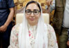 Chairperson J&K Waqf Board Darakhshan Andrabi during a press conference in Srinagar on Monday. — Excelsior/Shakeel