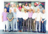 Retired police personnel posing for a group photograph during their monthly meeting in Jammu on Tuesday.