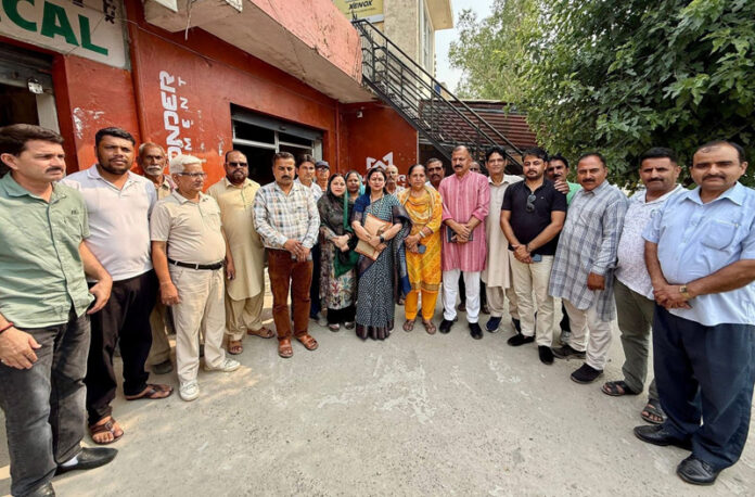 Rekha Mahajan meeting BJP leaders in Samba district on Saturday. Rekha Mahajan meeting BJP leaders in Samba district on Saturday.