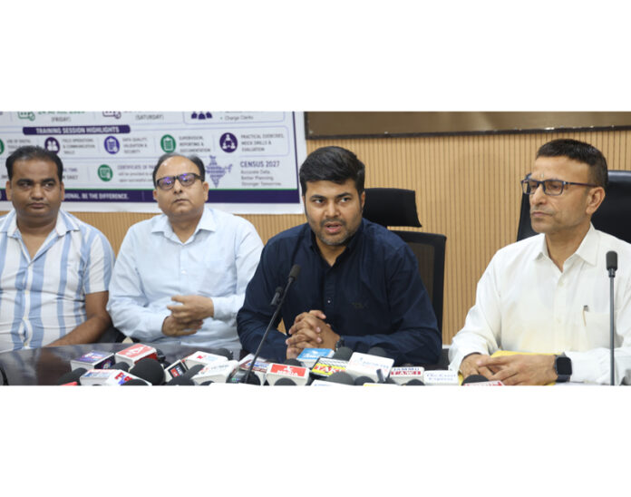 JMC Commissioner Dr Devansh Yadav addressing media persons in Jammu on Saturday. - Excelsior/Rakesh