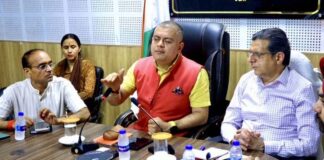 Chief Principal Census Officer Amit Sharma chairing a meeting at Relief and Rehabilitation Commissioner (Migrants) office in Jammu on Thursday.