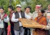 MLA, Daleep Singh Parihar distributing solar light kits among the residents of remote areas of Bhaderwah on Monday. -Excelsior/Tilak Raj
