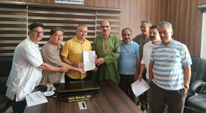 PK delegation submitting a memorandum to Director Census at Jammu on Thursday. PK delegation submitting a memorandum to Director Census at Jammu on Thursday.