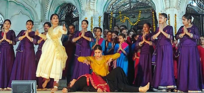 Artists performing during an event held at Dewan Mandir in Jammu.