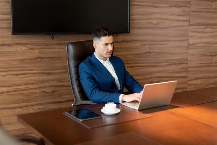 person using laptop