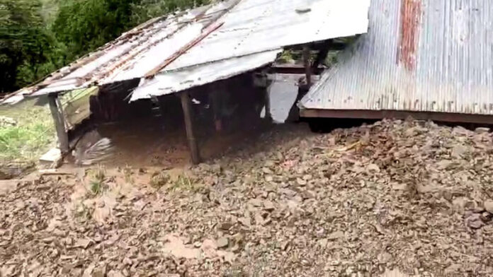 A house damaged due to flash flood in Mahore area of Reasi on Thursday. -Excelsior/Ramesh Mengi