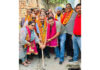 MLA Bahu, Vikram Randhawa kick starting construction work of lane and drain in Ward number 47.