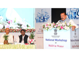 Union Minister Dr Jitendra Singh speaking at the launch of Rs 200-crore "Anusandhan National Research Foundation (ANRF)-Ministry of Jal Shakti "MAHA Water Mission", at Ambedkar International Centre. New Delhi, on Monday.