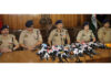 SSP Jammu, Joginder Singh, addressing media persons at DPL Jammu on Monday. -Excelsior/Rakesh