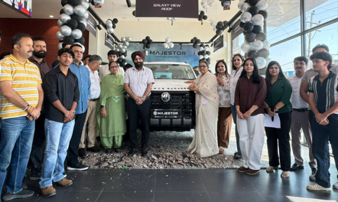 Jasmeet Singh, RTO Jammu launching new MG Majestor at AM showroom on Wednesday.