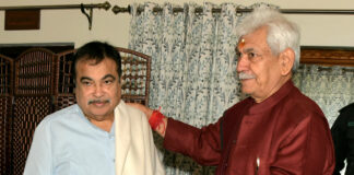 Union Minister Nitin Gadkari Arrives In Srinagar; LG Manoj Sinha Extends Warm Welcome