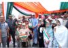 LG Manoj Sinha during a padyatra under the Nasha Mukt J&K Abhiyan in Kulgam on Monday. -Excelsior/Shakeel