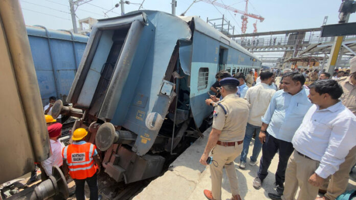 Partially separated coach at Ludhiana Railway Station.