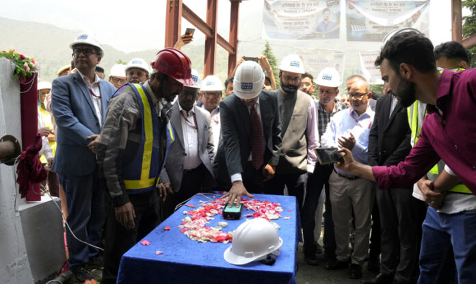 Officials witness first blast at Adit-3, marking the commencement of major construction works for the 240 MV Uri-I Stage-II Hydroelectric Project in Uri on Sunday. -Excelsior/Aabid Nabi Officials witness first blast at Adit-3, marking the commencement of major construction works for the 240 MV Uri-I Stage-II Hydroelectric Project in Uri on Sunday. -Excelsior/Aabid Nabi