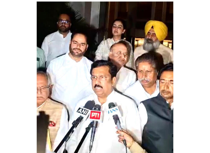 AICC general secretary Incharge J&K Sayed Naseer Hussain talking to media in Delhi on Monday. AICC general secretary Incharge J&K Sayed Naseer Hussain talking to media in Delhi on Monday.